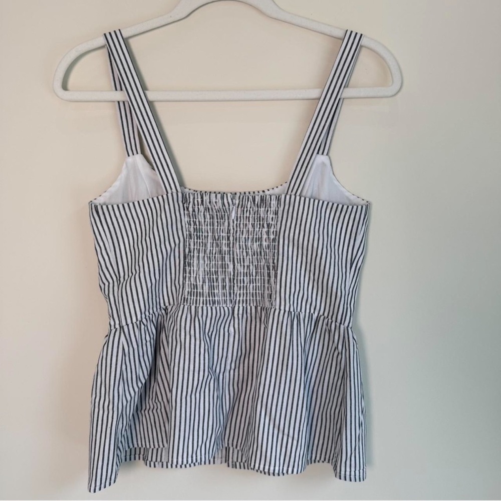 WAYF Striped Button-Front Peplum Tank Top | Size Small - Picture 4 of 6